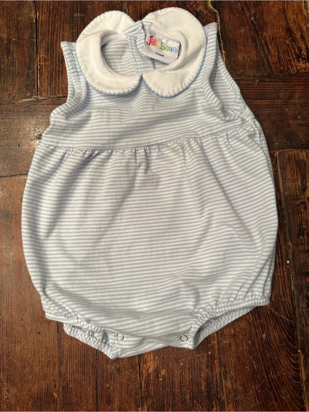 Jellybean Blue & White Striped Baby Bubble Romper-Size 18months